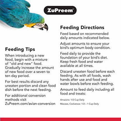 Picture of ZuPreem Natural Bird Food for Large Birds, 3 lb Bag | Made in The USA, Essential Vitamins, Minerals, Amino Acids for Amazons, Macaws, Cockatoos