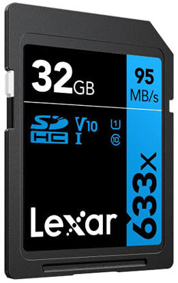 Picture of Lexar Professional 633x 32GB SDHC UHS-I Card, Up To 95MB/s Read, for Mid-Range DSLR, HD Camcorder, 3D Cameras, LSD32GCB1NL633 (Product Label May Vary)