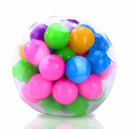 Picture of Rainbow Stress Ball, Stress Relief Ball with DNA Colorful Beads Inside, Stress Balls for Stress Relief Ball for Adults, Transparent