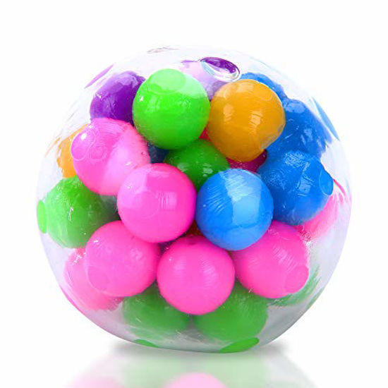 Picture of Rainbow Stress Ball, Stress Relief Ball with DNA Colorful Beads Inside, Stress Balls for Stress Relief Ball for Adults, Transparent