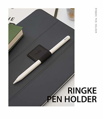Picture of Ringke Pen Holder for Apple Pencil, Journal, Notebooks, and More - 3M Self Adhesive PU Leather Durable Pen Loop with Elastic (3 PACK) - Black
