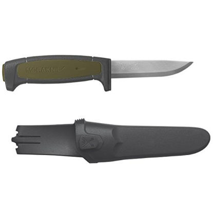 Picture of Morakniv Craftline Basic 511 High Carbon Steel Blade Utility Knife & Combi-Sheath, 3.6", Black/Military Green, M-13249