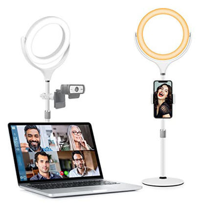 Picture of 8" Desk Ring Light with Stand for Laptop Computer Zoom Call Video Conference Lighting, Evershop Webcam Lighting for iPhone/Camera Photo Lighting/Makeup/Online Meeting/YouTube