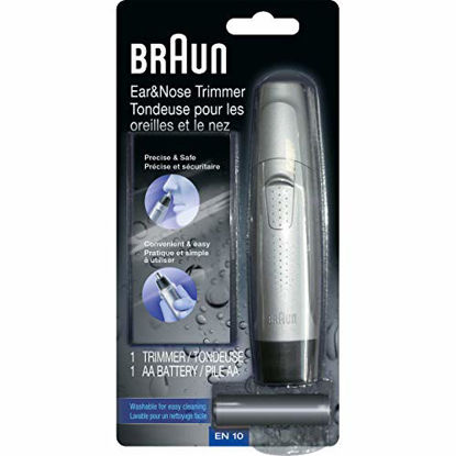 Picture of Braun Ear and Nose Hair Trimmer for Men and Women, Battery Operated Electric Groomer, Black/Silver, AA Battery Included