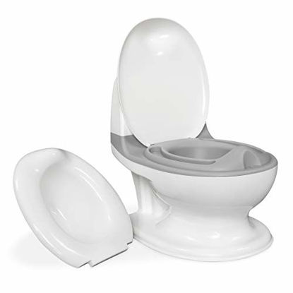Picture of Nuby My Real Potty Training Toilet with Life-Like Flush Button & Sound for Toddlers & Kids, White/Gray