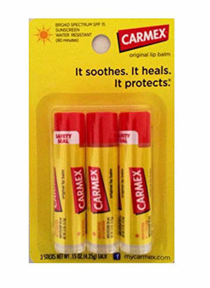 Picture of Carmex Classic Medicated Lip Balm, SPF 15, 3 ct (Stick in Blister Pack)