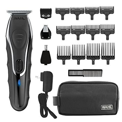 Picture of Wahl Aqua Blade Rechargeable Wet/Dry Lithium Ion Deluxe Trimming Kit with 3 Interchangeable Heads for Detailing, & Grooming Beards, Mustaches, Stubble, Ear, Nose, & Body - Model 9899-100