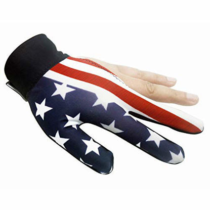 Picture of 3 Finger Billiards Gloves Pool Cue Gloves Elastic Show Shooters Carom Pool Snooker Playerss Gloves Durable Breathable Anti-Skid Game Gloves with Adjustable Wrist Strap for Women Men Left Hand