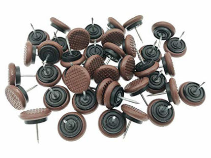 Picture of 40pcs Thickened Furniture Chair Glide,Nail-on Nylon Slider Pad Floor Protector for Wooden Leg Feet of Chair Table Sofa(24mm or 15/16",Brown)