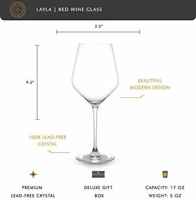 Picture of JoyJolt Layla Red Wine Glasses, Set of 4 Italian Wine Glasses, 17 oz Clear Wine Glasses - Made in Europe