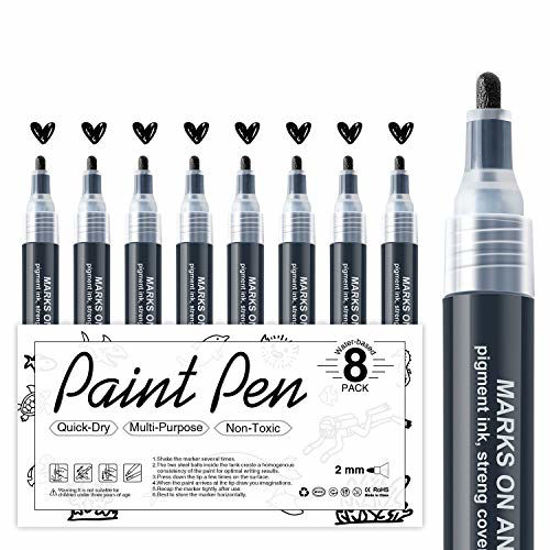 White Paint Pen for Art 8Pack Acrylic White Paint Marker for Rock Painting, Stone, Wood, Canvas, Glass, Metal, Metallic, Ceramic, Tire