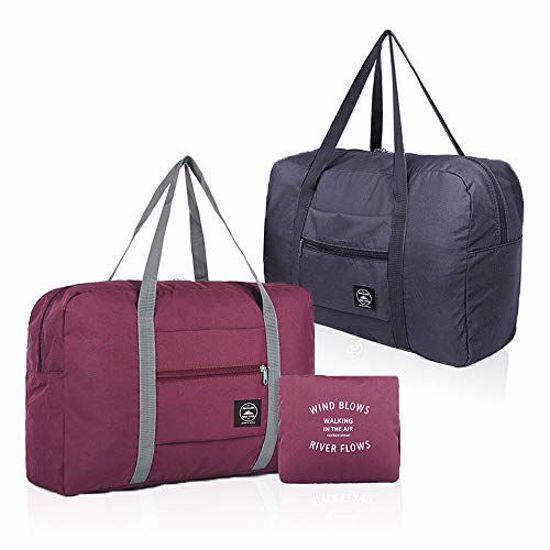 Foldable Gray Lightweight Duffel Bag Waterproof for Travel Sports Gym 