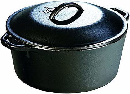 Picture of Lodge 5 Quart Cast Iron Dutch Oven. Pre-Seasoned Pot with Lid and Dual Loop Handle