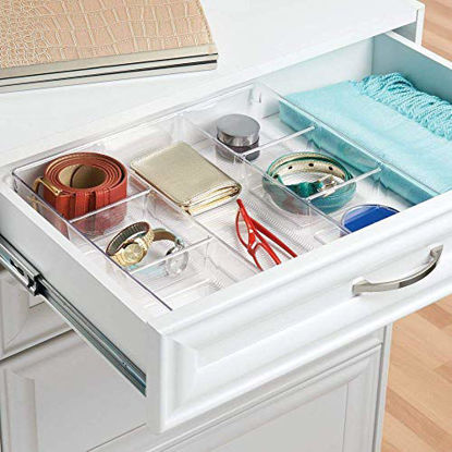 Picture of iDesign Linus Plastic Divided Drawer Organizer, Storage Container for Vanity, Bathroom, Kitchen Drawers, 13" x 13.5" x 2.25" - Clear