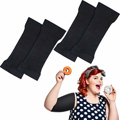 Picture of 2 Pairs Arm Shapers Compression Sleeves for Plus Size Women (Black, L)