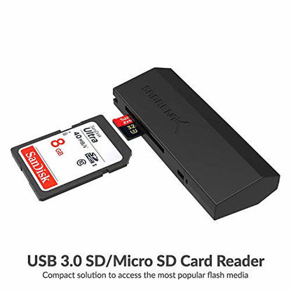 Picture of Sabrent SuperSpeed 2-Slot USB 3.0 Flash Memory Card Reader for Windows, Mac, Linux, and Certain Android Systems - Supports SD, SDHC, SDXC, MMC/MicroSD, T-Flash [Black] (CR-UMSS)