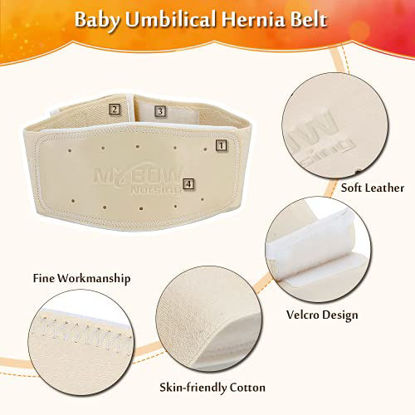 Picture of Umbilical Hernia Belt Baby Belly Button Band Infant Belly Wrap Abdominal Binder Hernia Truss Support Adjustable Navel Belly Band Newborn Umbilical Cord - Medium