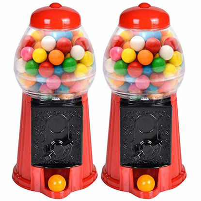 Picture of ArtCreativity Gumball Machine for Kids, Set of 2, 6.5 Inch Desktop Bubble Gum Mini Candy Dispenser, Unique Money Saving Coin Bank, Best Gift or Vintage Office Desk Decoration (Gumballs not Included)