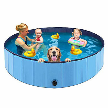 Picture of ALLADINBOX Foldable Dog Pet Bath Pool, 63'' Diameter Large Collapsible Wading Pool Pits Ball Pool Portable Bathing Swimming Tub XL Kiddie Pool for Dogs Cats Indoor & Outdoor Use
