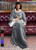 Picture of Tirrinia Sherpa Wearable Blanket Ultra Soft Comfy Warm Plush Full Body Throw with Sleeves, Reading Wrap TV Blankets Robe Cover for Adult Grandma Women and Men, Grey