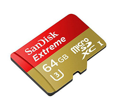 Picture of SanDisk Extreme 64GB microSDXC UHS-I Card with Adapter (SDSQXNE-064G-GN6MA)