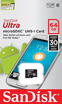 Picture of SanDisk Ultra 64 GB Micro SDHC/Micro SDXC UHS-I Card Up to 48MB/s (SDSQUNB-064G-GN3MN)