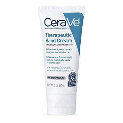 Picture of CeraVe Therapeutic Hand Cream for Dry Cracked Hands With Hyaluronic Acid and Niacinamide | Fragrance Free 3 Ounce