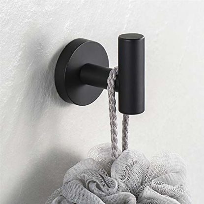 Picture of YGIVO 2 Pack Towel Hooks, Matte Black SUS304 Stainless Steel Coat Robe Clothes Hook Modern Wall Hook Holder for Bathroom Kitchen Garage Hotel Wall Mounted
