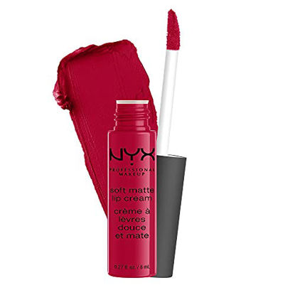 Picture of NYX PROFESSIONAL MAKEUP Soft Matte Lip Cream, Lightweight Liquid Lipstick - Monte Carlo (Deep Cranberry Red)
