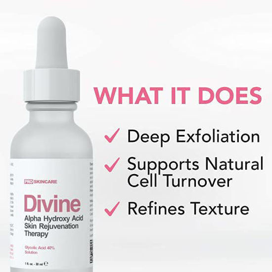 Picture of Glycolic Acid 40% (Professional Chemical Peel) Pro Strength Alpha Hydroxy Acid Skin Peel - Intense Anti-Aging Treatment For Wrinkles, Fine Lines, Brown Spots, and Acne Scarring