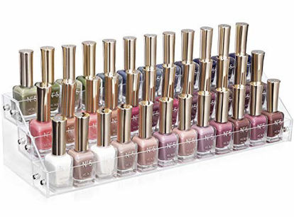 Picture of HBlife Clear Nail Polish Organizer 3 Tier Acrylic Display Rack Holds Up to 36 Bottles
