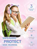 Picture of iClever Cat Ear Bluetooth Headphones RGB LED Light Up Over Ear with Microphone, 74/85/94dB Volume Limiting Comfort Foldable Wireless Headset for PC/Tablet/TV Kids Girls & Boys Teens, BTH13 Pink