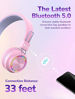 Picture of iClever BTH03 Kids Wireless Headphones, Colorful LED Lights Kids Headphones with MIC, 25H Playtime, Stereo Sound, Bluetooth 5.0, Foldable, Childrens Headphones on Ear for Study Tablet Airplane, Pink