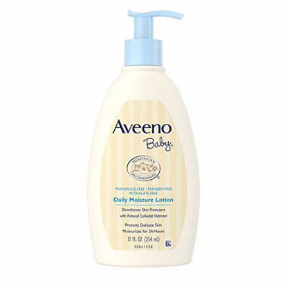 Picture of Aveeno Baby Daily Moisture Lotion with Natural Colloidal Oatmeal & Dimethicone, Fragrance-Free, 12 fl. oz