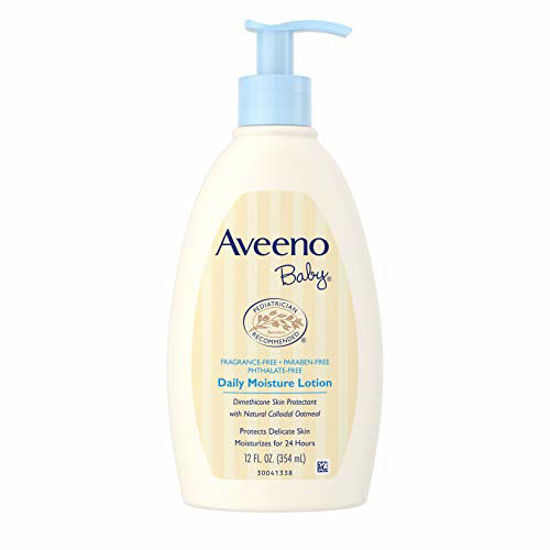 Picture of Aveeno Baby Daily Moisture Lotion with Natural Colloidal Oatmeal & Dimethicone, Fragrance-Free, 12 fl. oz