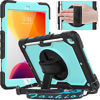 Picture of Timecity iPad 9th/ 8th/ 7th Generation Case (iPad 10.2 Case 2021/2020/ 2019) with Screen Protector Pencil Holder Kickstand Hand/Shoulder Strap.Durable Tablet Cover for iPad 10.2 inch-Black+Light Blue