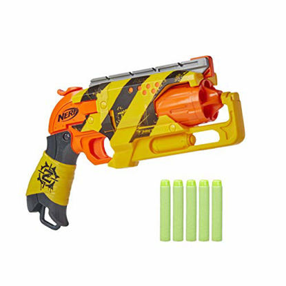 Picture of NERF Zombie Strike Hammershot Blaster -- Pull-Back Hammer-Blasting Action, 5 Official Zombie Strike Darts -- Stripes Color Scheme (Amazon Exclusive)