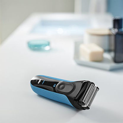 Picture of Braun Electric Series 3 Razor with Precision Trimmer, Rechargeable, Wet & Dry Foil Shaver for Men, Blue/Black, 4 Piece