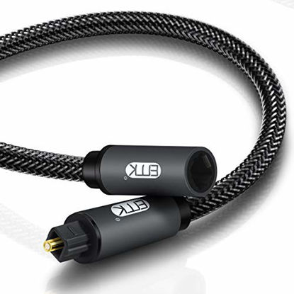 Picture of Optical Extension Cable Male to Female Coupler CableToslink Audio Cable Nylon Braided Jacket 24K Gold-Plated Fiber Digital Extension Adapter Cable for Home Theater Sound bar TV PS4 Xbox (3.3ft)