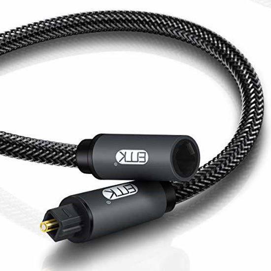 Picture of Optical Extension Cable Male to Female Coupler CableToslink Audio Cable Nylon Braided Jacket 24K Gold-Plated Fiber Digital Extension Adapter Cable for Home Theater Sound bar TV PS4 Xbox (3.3ft)