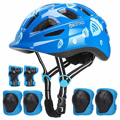 Picture of Toddler-Kids Ultralight Helmet with Knee-Elbow-Wrist-Pads - Acorn Pattern Adjustable for 2-10 Years Old Boys Girls Bike Skate Scooter