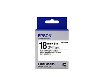 Picture of Epson LabelWorks Standard LK (Replaces LC) Tape Cartridge ~3/4" Black on White (LK-5WBN) - for use with LabelWorks LW-400, LW-600P and LW-700 Label Printers