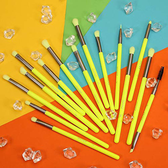Picture of Docolor Eyeshadow Brush Set 15Pcs Neon Green Eye Makeup Brushes Professional Eye Shadow Blending Concealer Eyebrow Eyelash Eye Liners Premium Synthetic Make Up Brushes with Case