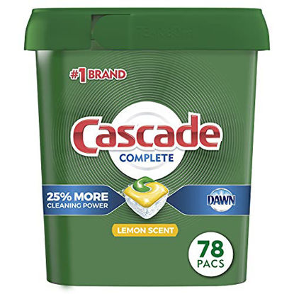 Picture of Cascade Complete Dishwasher Pods, Actionpacs Dishwasher Detergent, Lemon Scent, 78 Count