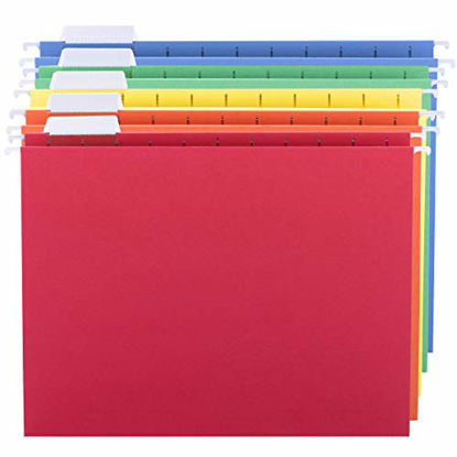 Picture of Smead Colored Hanging File Folder with Tab, 1/5-Cut Adjustable Tab, Letter Size, Assorted Primary Colors, 25 Per Box (64059)