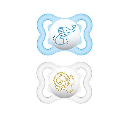 Picture of MAM Mini Air Pacifiers (2 pack), MAM Sensitive Skin Pacifier 0-6 Months, Best Pacifier for Breastfed Babies, Baby Boy Pacifiers