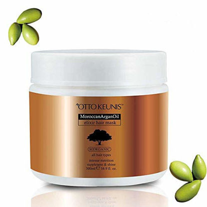 Picture of Otto Keunis Natural Moroccan Argan Oil Elixir Hair Mask Treatment -All Hair Types- 500 Ml. 16.9 Fl.oz.