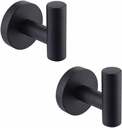 Picture of KES Bathroom Towel Hook Robe Hook Shower Kitchen Wall Hanging Hooks No Drill Wall Mount SUS 304 Stainless Steel Matt Black 2 Pack, A2164DG-BK-P2