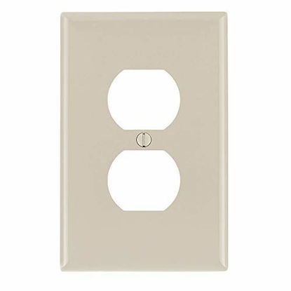 Picture of Leviton PJ8-T 1-Gang, 1-Duplex, Midway Nylon Wallplate, Midway Size, Light Almond, 1 Pack