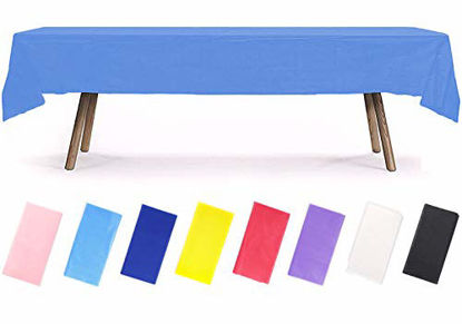 Picture of PartyWoo Navy Blue Tablecloth, 54 x 108 Inch Rectangle Tablecloth, Plastic Tablecloth for 6 to 8 Foot Table, Plastic Table Cloth, Waterproof Tablecloth for Party, Birthday, Wedding (1 Pack)